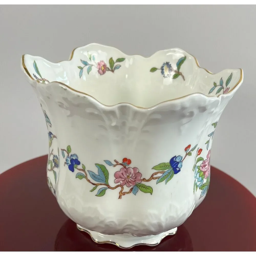 Vintage Aynsley Pembroke Victorian Cachepot Fine English Bone China  Jardiniere